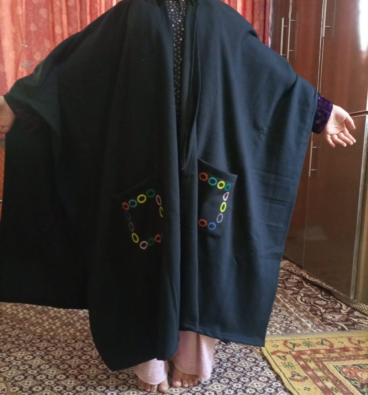 SL 5015 Chakoor Hooded Winter Fleece Fabric Cape Shawl