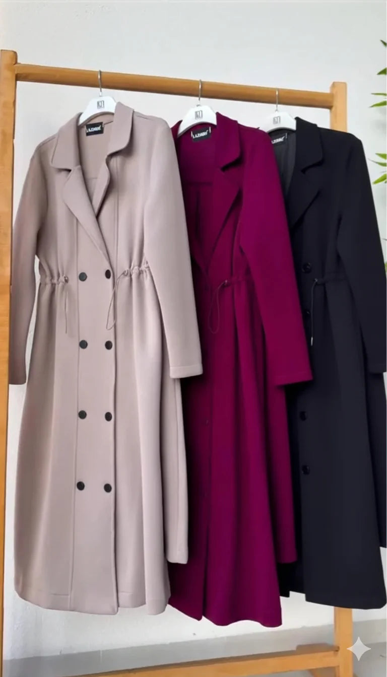 CH 622 - Women’s Elegant Drawstring Long Coat Dress – Winter Wear | Chakoor