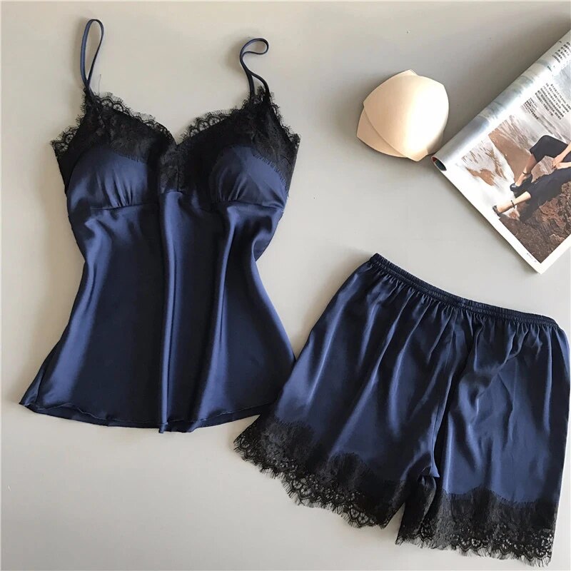 CHK # p72 Chakoor Love in Silk Lace Top & Short Non Padded Cami Set