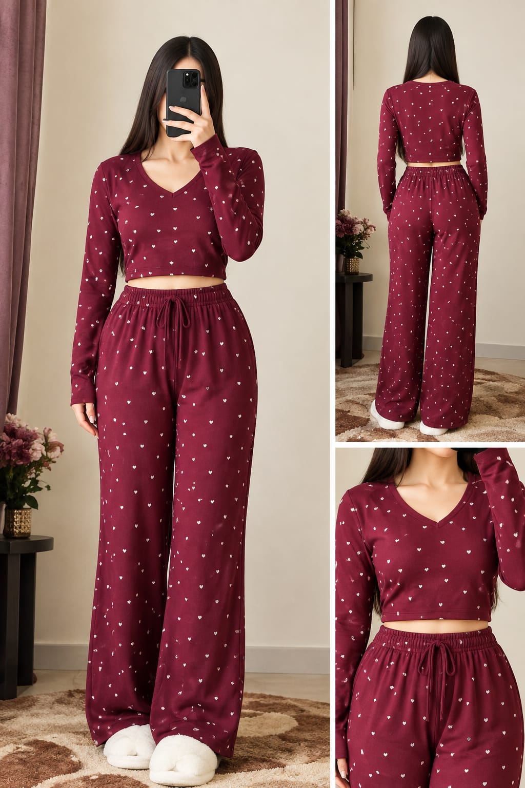 SL 5021 |Chakoor| Printed Crop Top & Wide-Leg Trouser Set