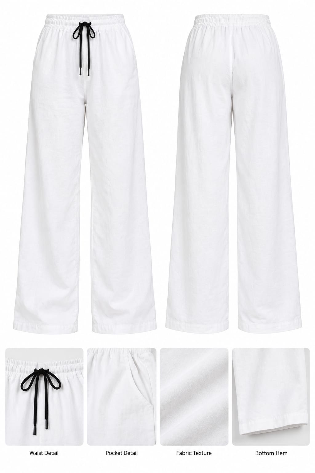 SL 5024 Chakoor Classic White Relaxed Wide-Leg Trouser
