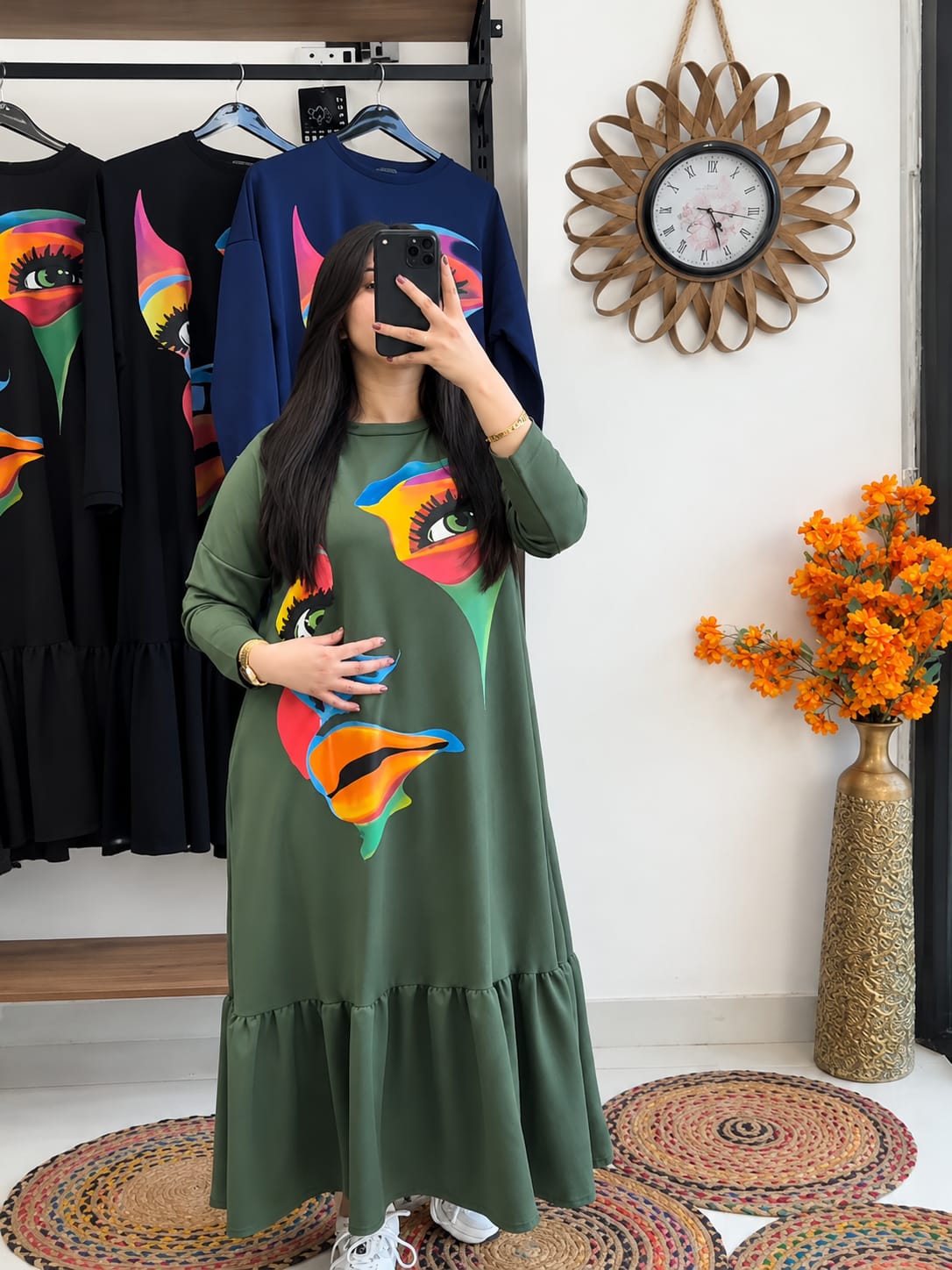 CH 6148 |Chakoor| Pop Art Face Print Ruffle Maxi Dress