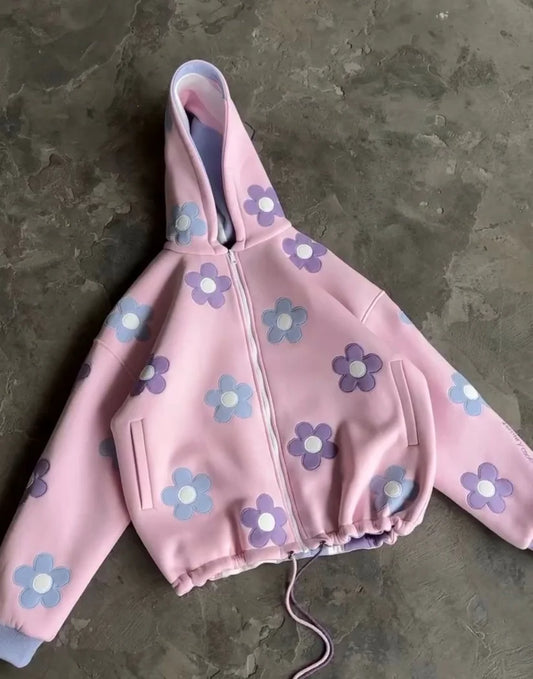 CH - 613 Two-Style Pastel Paradise 3D Floral Printed Tracksuit Emberline- Chakoor