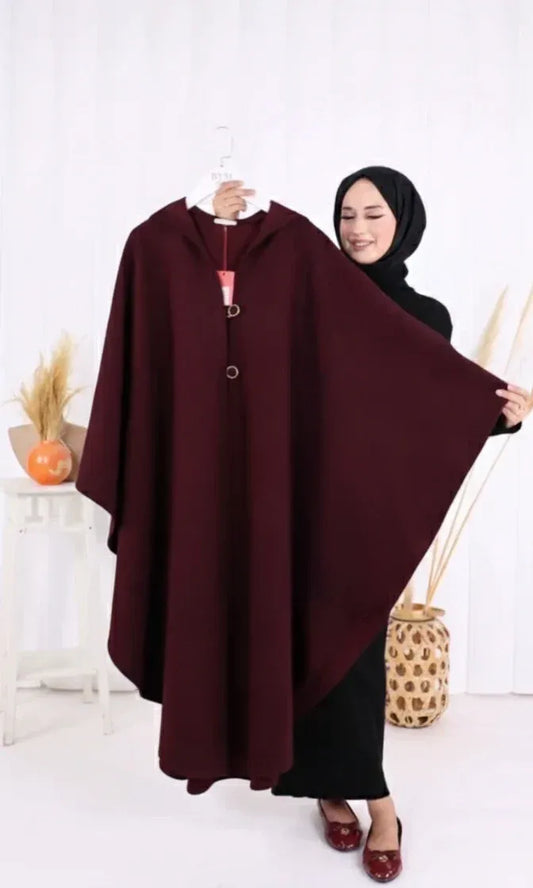 Ch 591 |Chakoor| Long hooded Button Windbreaker Cloak