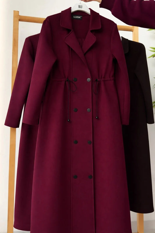 CH 622 - Women’s Elegant Drawstring Long Coat Dress – Winter Wear | Chakoor