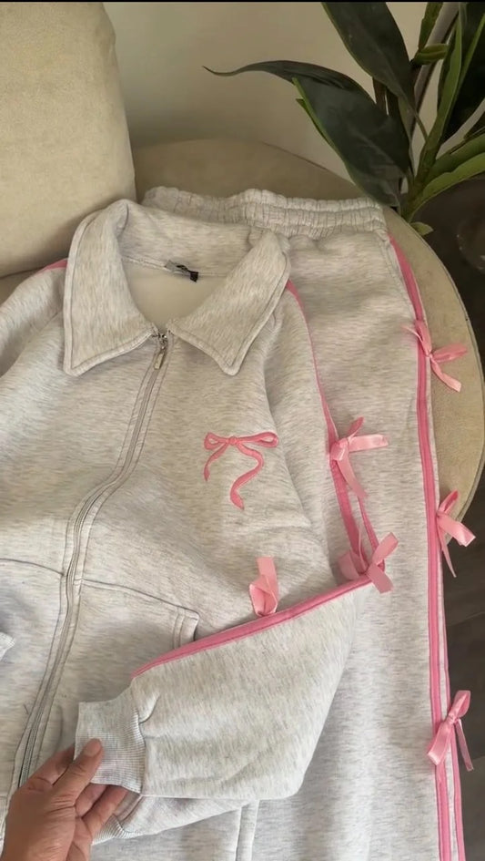 CH - 6146 |Chakoor| Coquette Bow Fleece Tracksuit