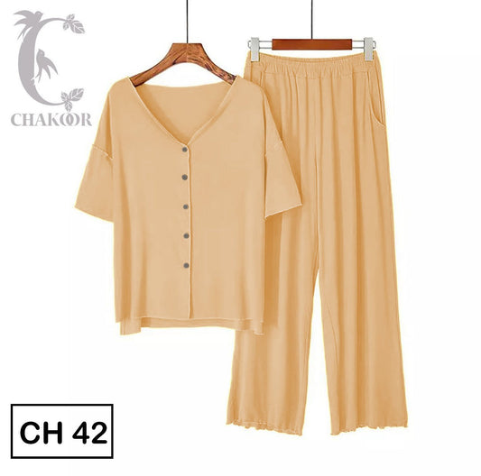 Chakoors Quarter Sleeves Button Home Wear CH # 42