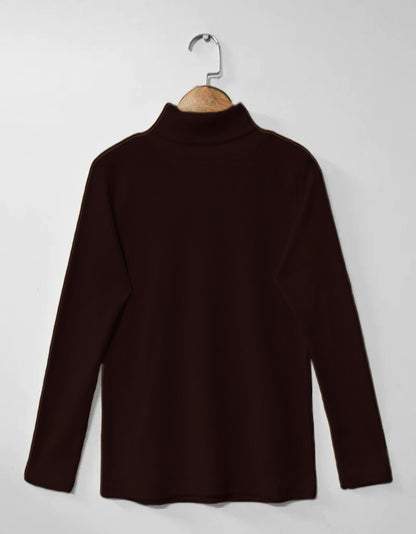 CH # 379 Chakoor Winter Bliss Basic Plain Fleece Ribbed Cotton Warmth High Neck For Women