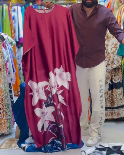 CH # 551 Silk Flowly Kaftaan Dress