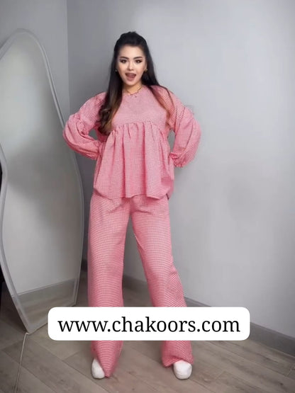 Ch # 552 Chakoor Classic Checkered Cotton Co-ord Set