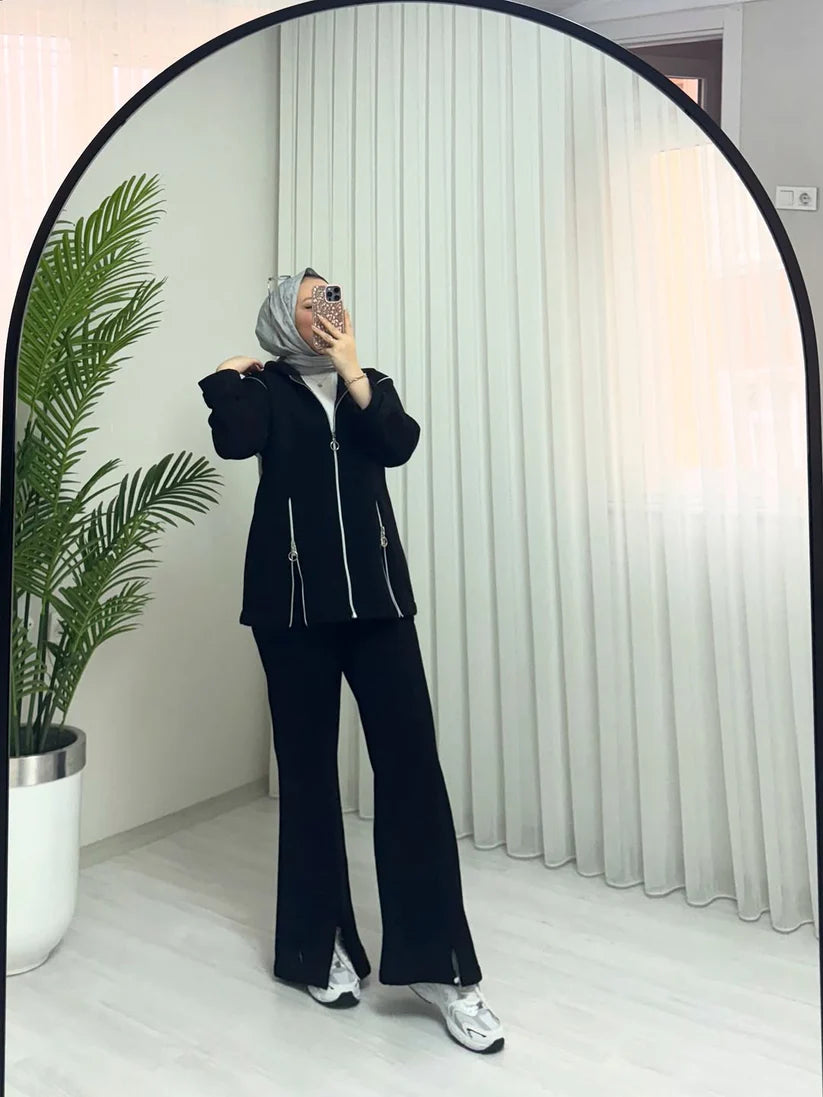 CH 601 - Bootcup Zipper Hooded Style Co-Ord Set - Chakoor