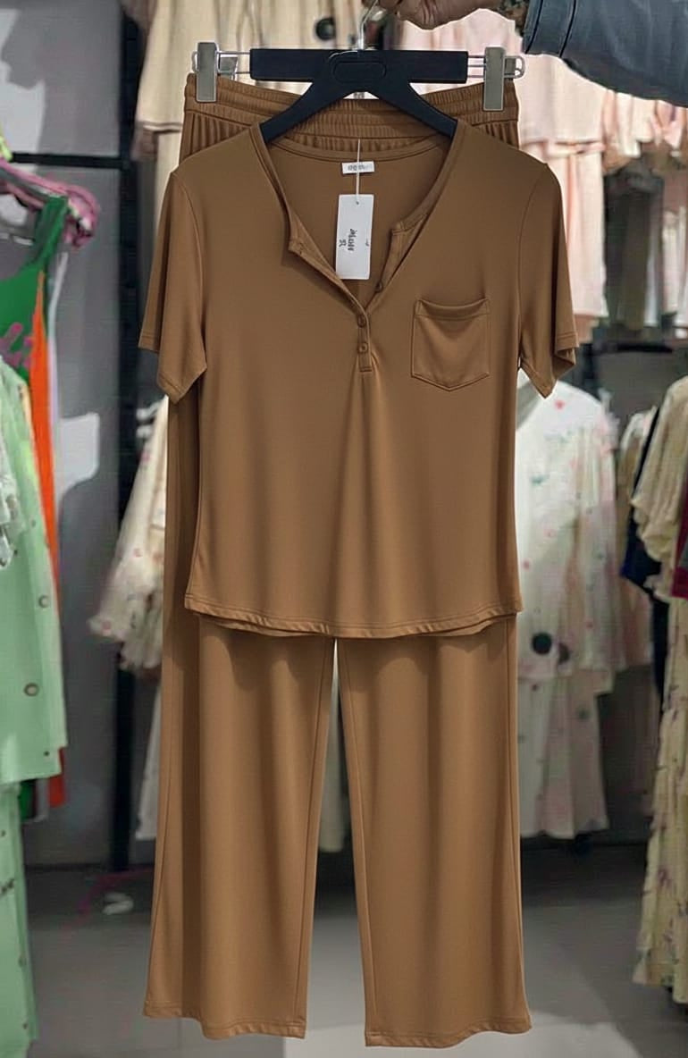 CH # 538 Chakoor 2 pc button casual top with straight trouser