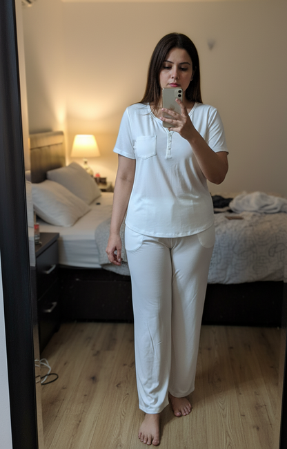 CH # 538 Chakoor 2 pc button casual top with straight trouser
