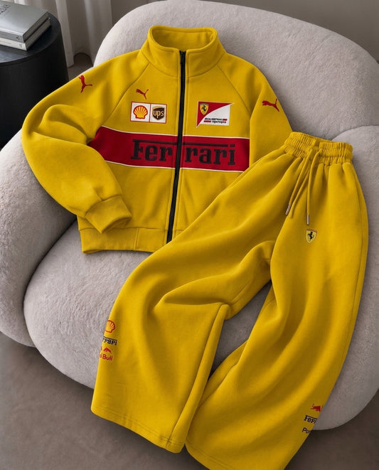Ch 6155 Printed Ferrari streetwear Zip-Up tracksuit