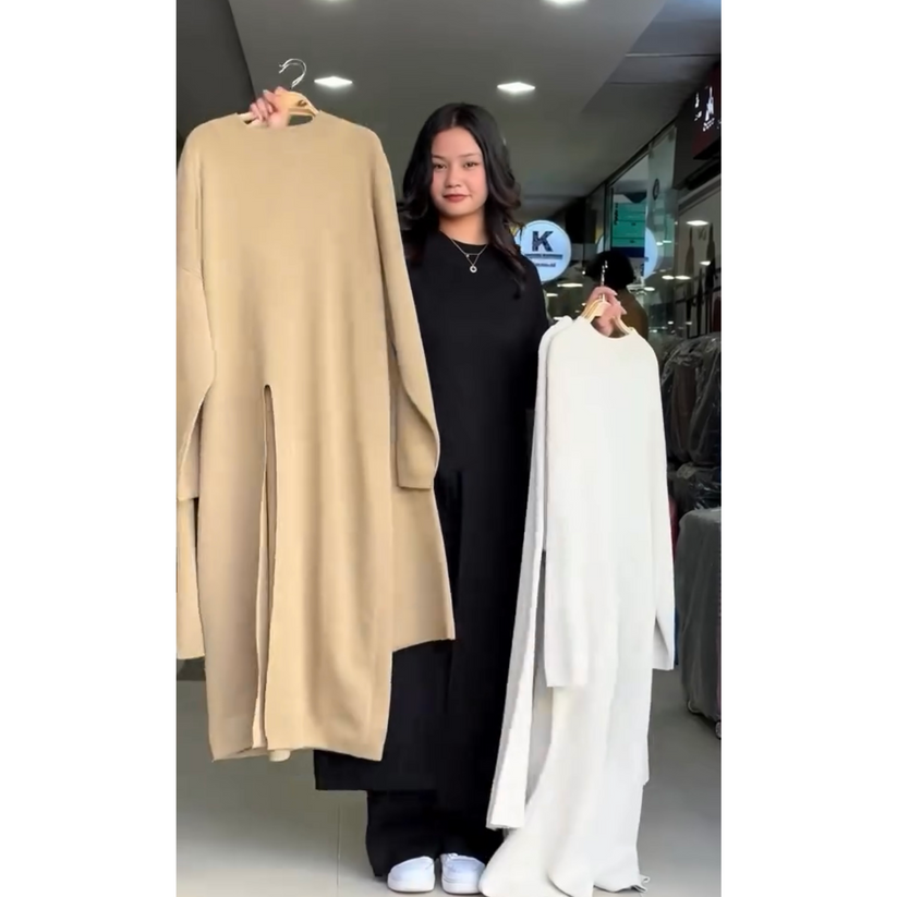 CH # 465 Front Cut Style Long Fleece Co ord Set For Winters
