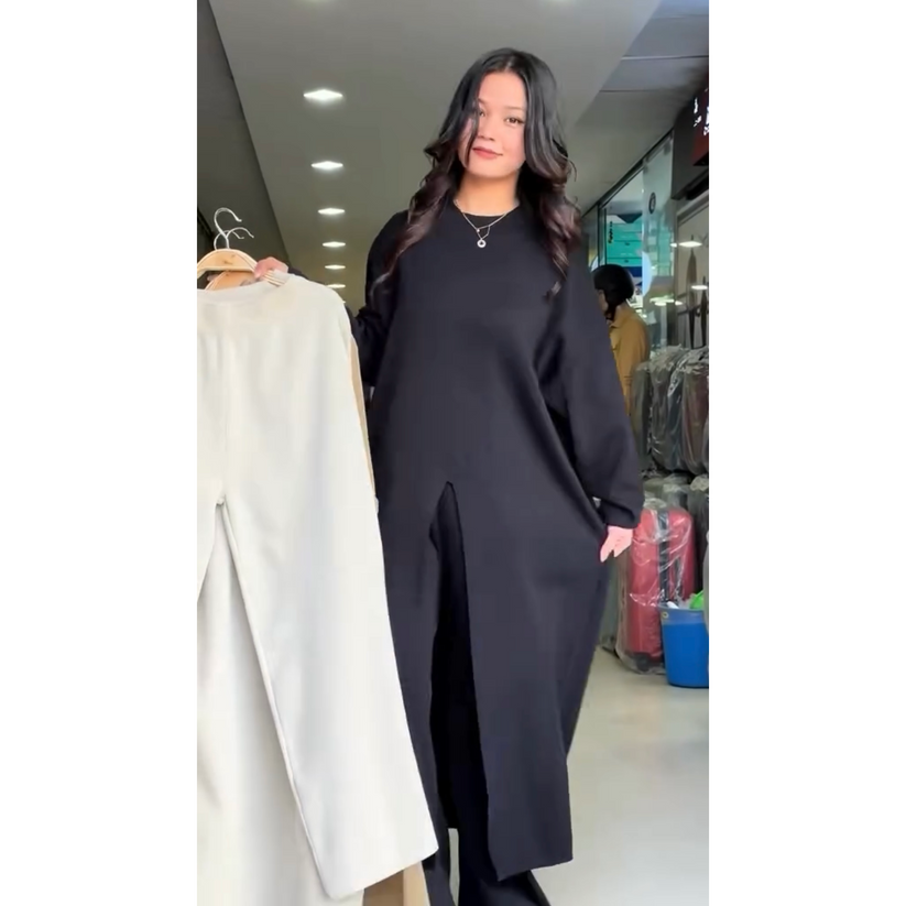 CH # 465 Front Cut Style Long Fleece Co ord Set For Winters