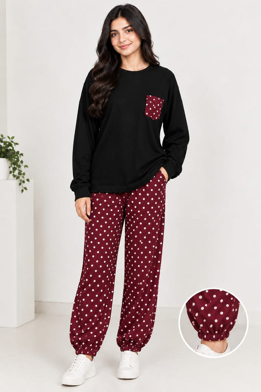 SL 5008 |Chakoor| Midnight Dot Luxe Co-Ord Set