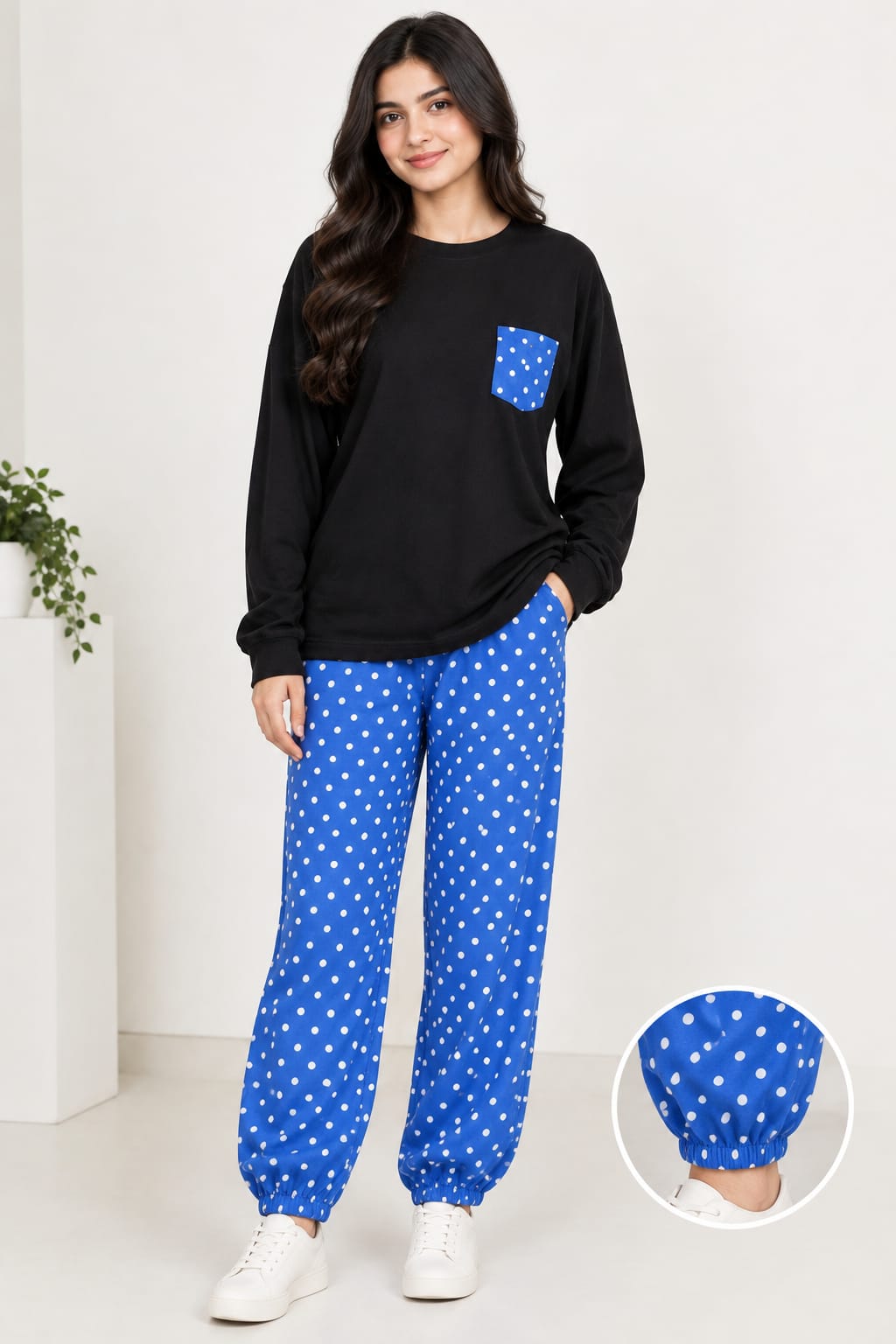 SL 5008 |Chakoor| Midnight Dot Luxe Co-Ord Set