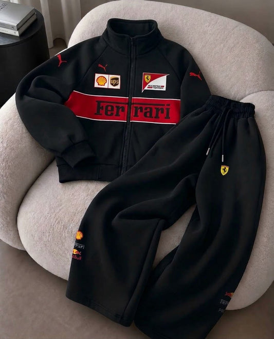 Ch 6155 Printed Ferrari streetwear Zip-Up tracksuit