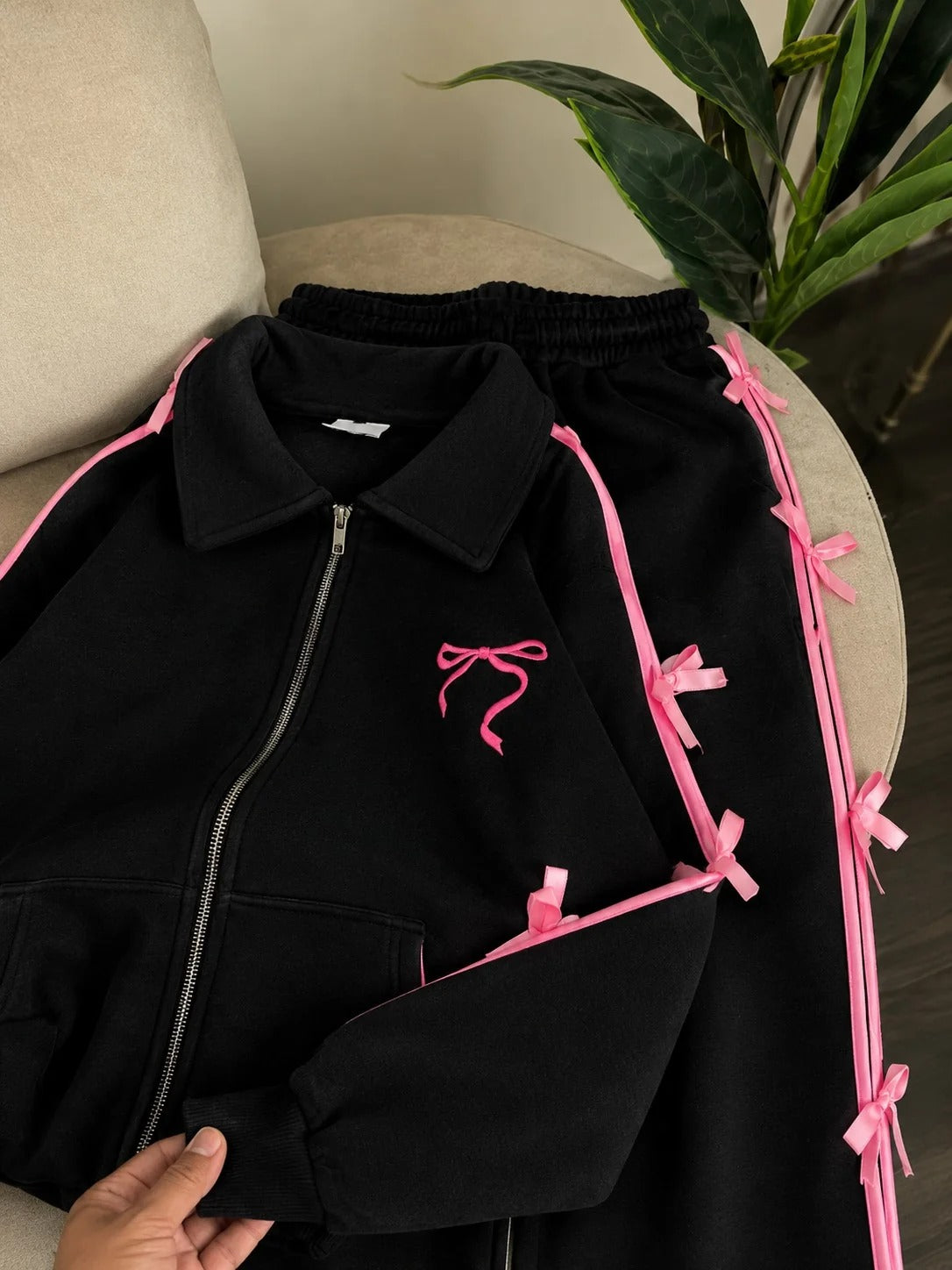 CH - 6146 |Chakoor| Coquette Bow Fleece Tracksuit