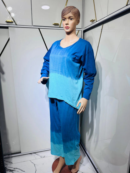 CH # 363 Chakoor Tie Dye Cotton Jersey Faded Shade 2 Piece Co Ord Set - NO REFUND NO EXCHANGE