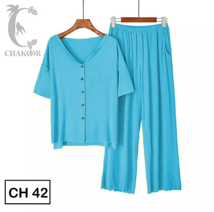 Chakoors Quarter Sleeves Button Home Wear CH # 42