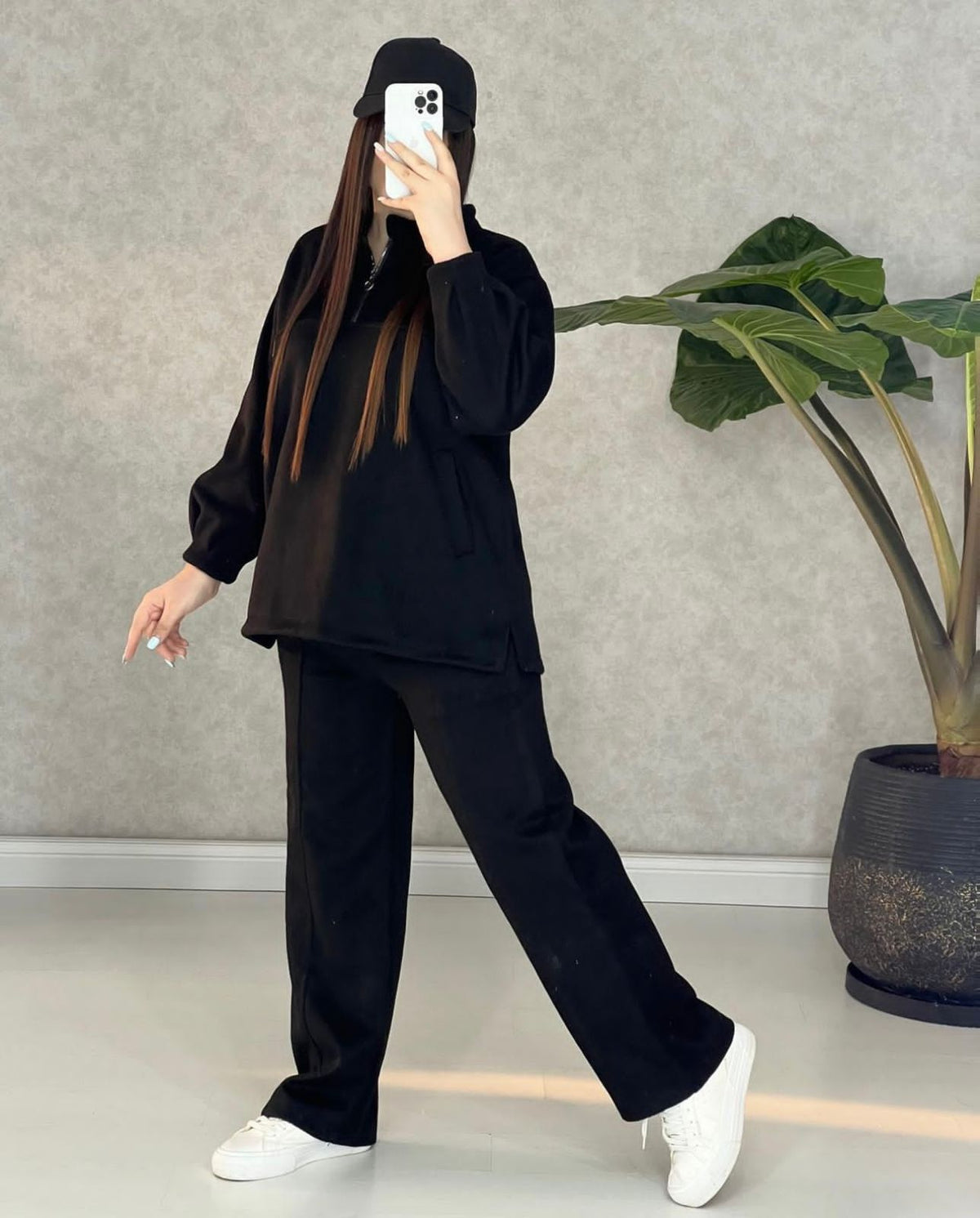 CH 322 chakoor winter side pocket 2 pieces fleece dress
